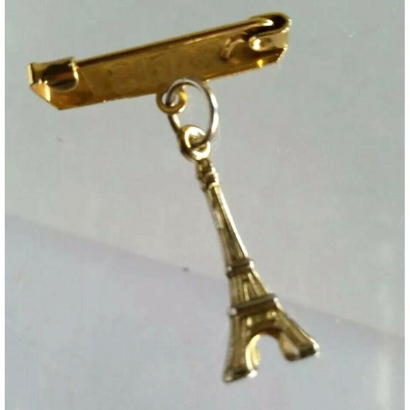Vintage  Eiffel Tower Charm on Paris Bar Pin Souvenir of Paris brooch pin - Picture 3 of 5
